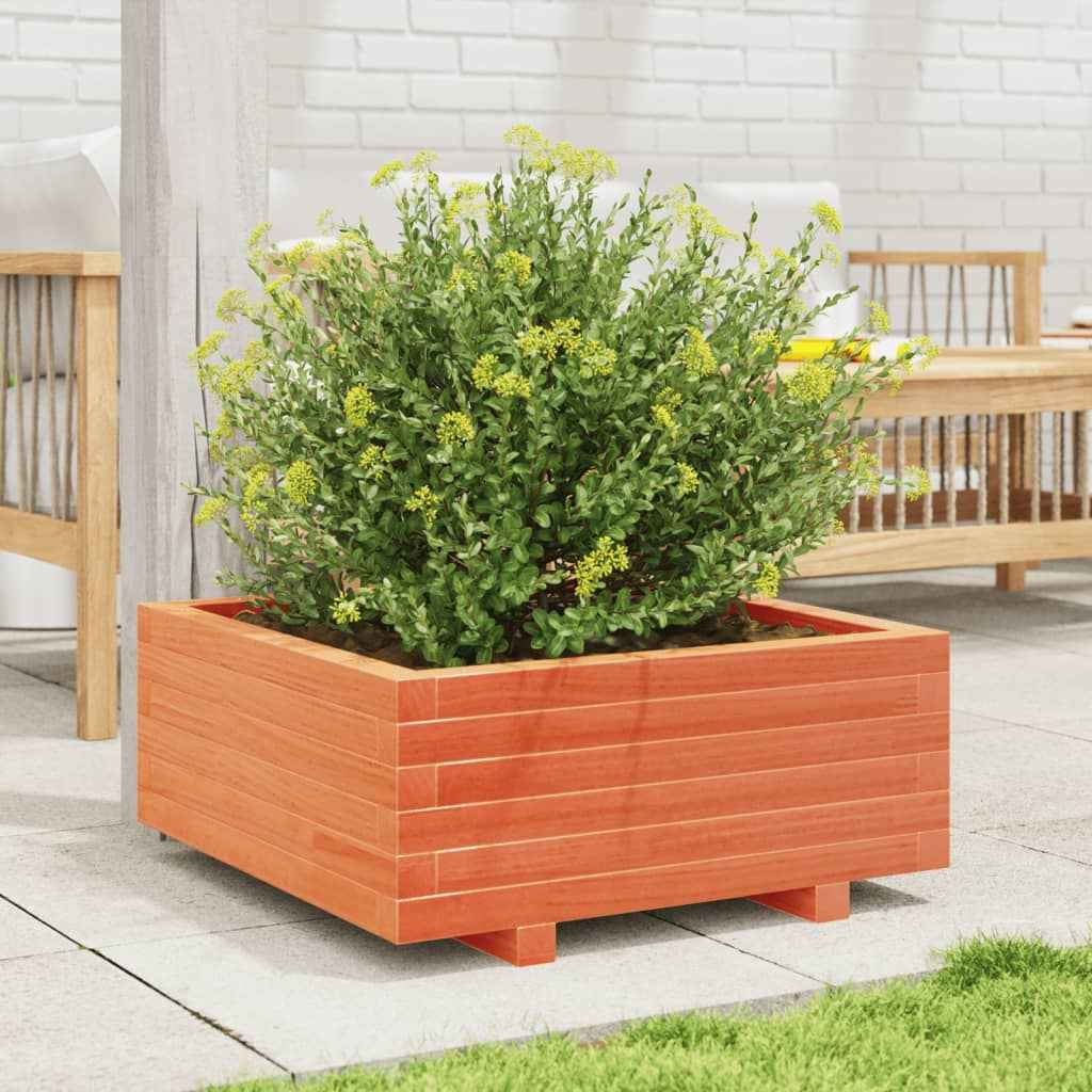 Plantenbak 60X60X26,5 Cm Massief Grenenhout Wasbruin Naturel Geïmpregneerd