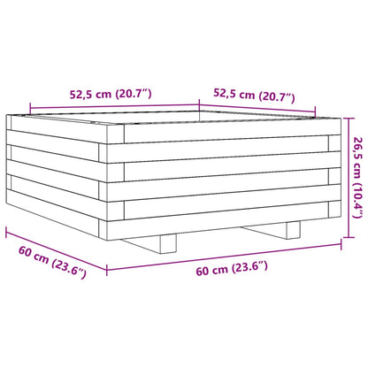 Plantenbak 60X60X26,5 Cm Massief Grenenhout Wasbruin Naturel Geïmpregneerd