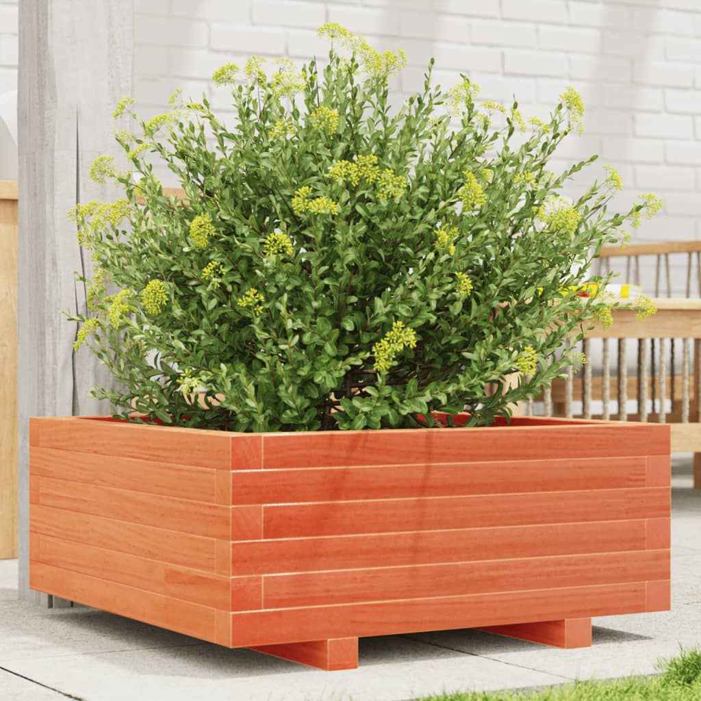 Plantenbak 60X60X26,5 Cm Massief Grenenhout Wasbruin Naturel Geïmpregneerd