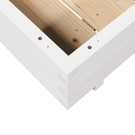 Plantenbak 90X90X26,5 Cm Massief Grenenhout Wit Crèmekleurige Streep