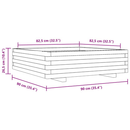Plantenbak 90X90X26,5 Cm Massief Grenenhout Wasbruin Naturel Geïmpregneerd
