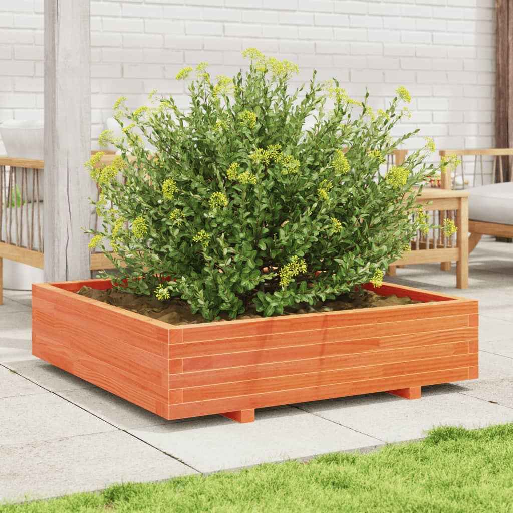 Plantenbak 100X100X26,5 Cm Massief Grenenhout Wasbruin Naturel Geïmpregneerd