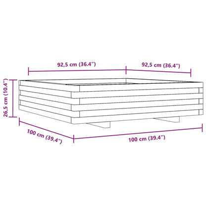 Plantenbak 100X100X26,5 Cm Massief Grenenhout Wasbruin Naturel Geïmpregneerd