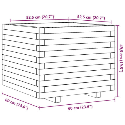 Plantenbak 60X60X49,5 Cm Massief Grenenhout Wit Natuurlijk Grenenhout