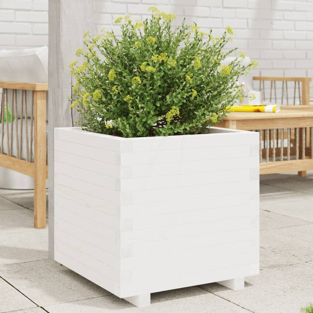Plantenbak 60X60X49,5 Cm Massief Grenenhout Wit Natuurlijk Grenenhout