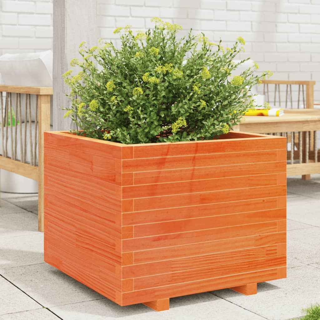 Plantenbak 60X60X49,5 Cm Massief Grenenhout Wasbruin Naturel Geïmpregneerd