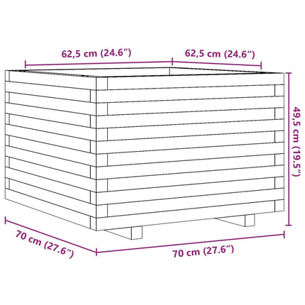 Plantenbak 70X70X49,5 Cm Massief Grenenhout Wit Natuurlijk Douglashout