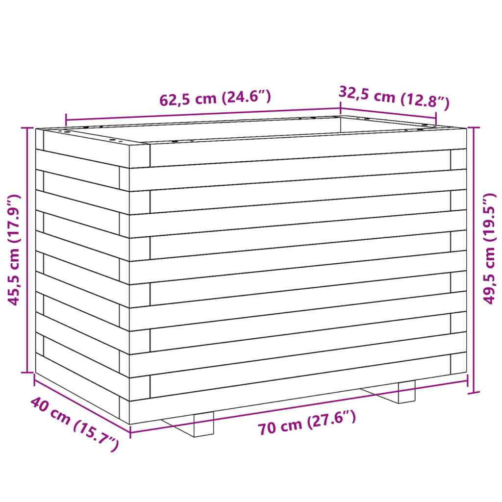 Plantenbak 70X40X49,5 Cm Massief Grenenhout Wasbruin Naturel Geïmpregneerd