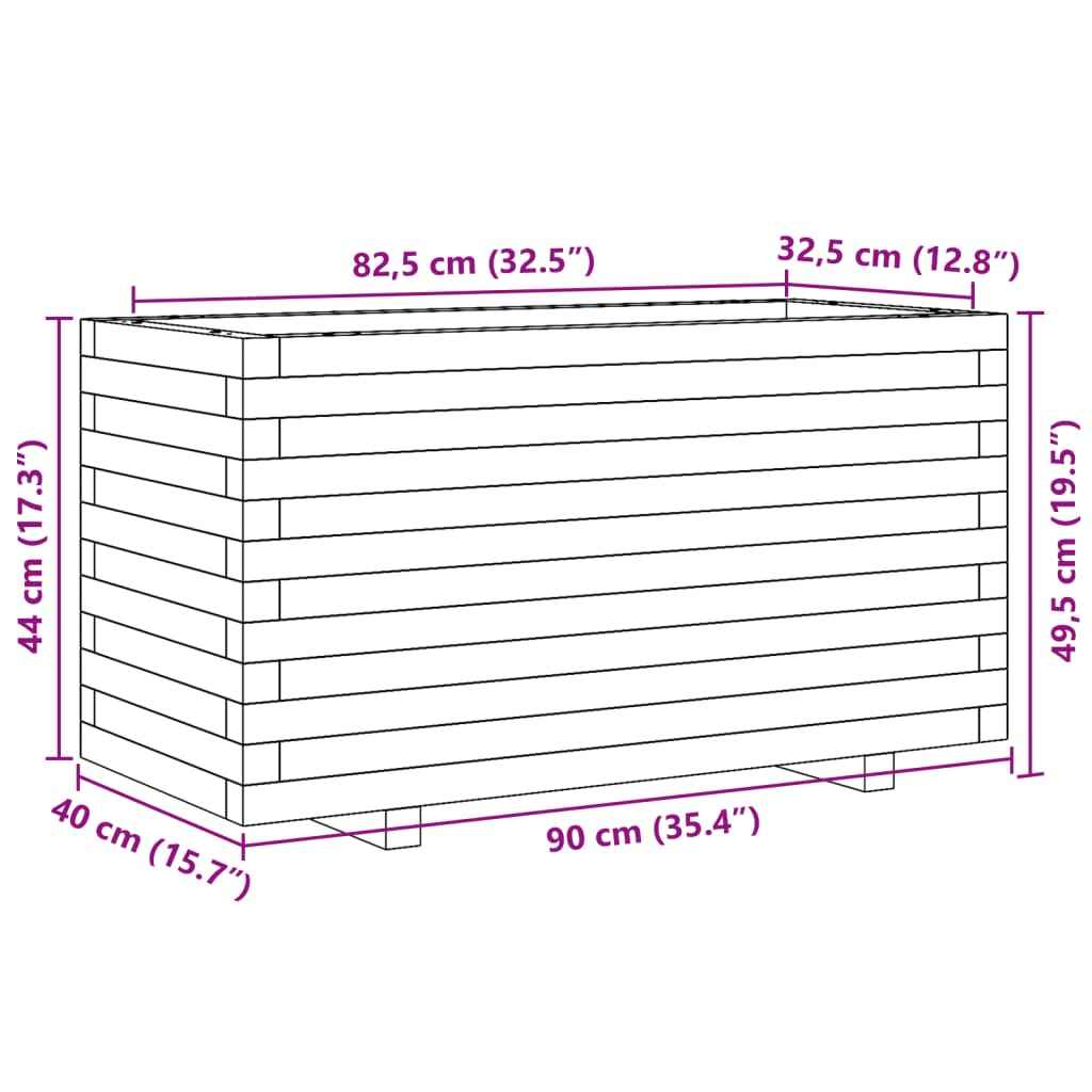 Plantenbak 90X40X49,5 Cm Massief Grenenhout Wasbruin Naturel Geïmpregneerd