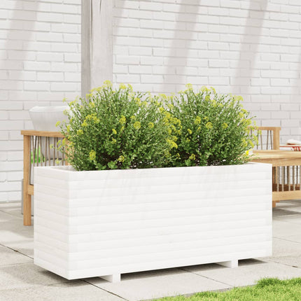 Plantenbak 110X40X49,5 Cm Massief Grenenhout Wit Wit
