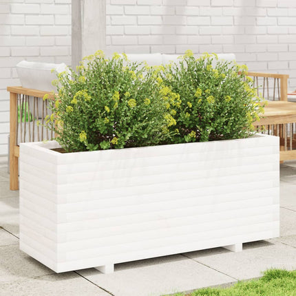 Plantenbak 110X40X49,5 Cm Massief Grenenhout Wit Wit