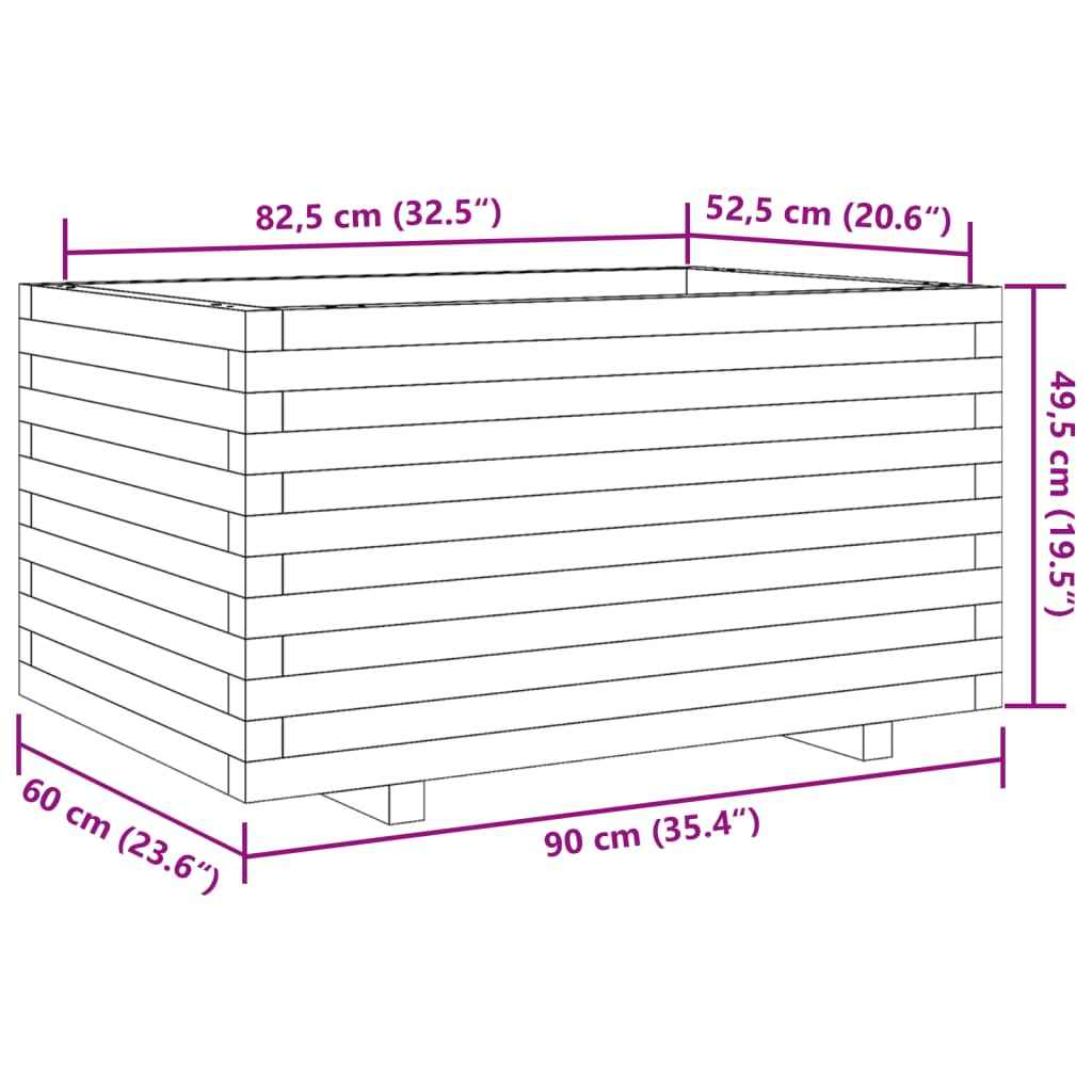 Plantenbak 90X60X49,5 Cm Massief Grenenhout Wasbruin Naturel Geïmpregneerd