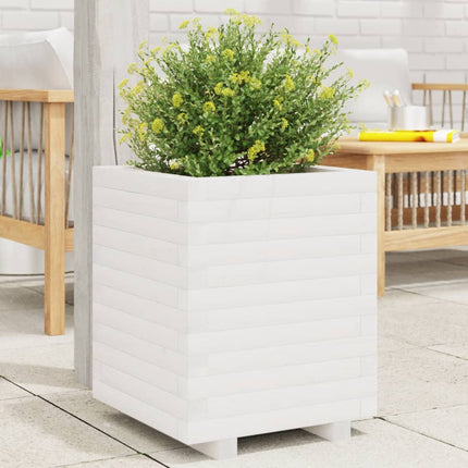 Plantenbak 70X40X72,5 Cm Massief Grenenhout Wit