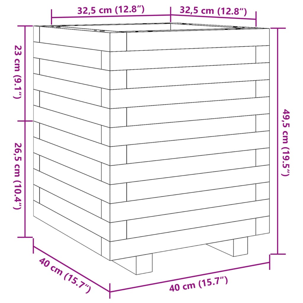 Plantenbak 40X40X49,5 Cm Geïmpregneerd Grenenhout Naturel Geïmpregneerd