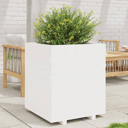 Plantenbak 70X40X72,5 Cm Massief Grenenhout Wit