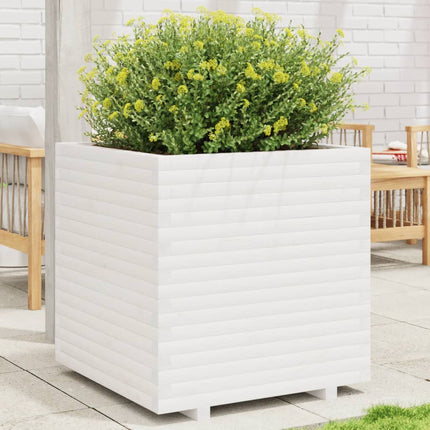 Plantenbak 70X40X72,5 Cm Massief Grenenhout Wit