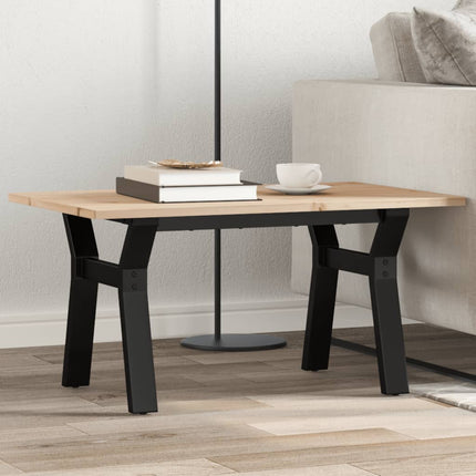 Salontafel 80X80X45,5 Cm Grenenhout En Staal Zwart