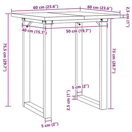 Eettafel 60X60X75,5 Cm Massief Grenenhout En Staal
