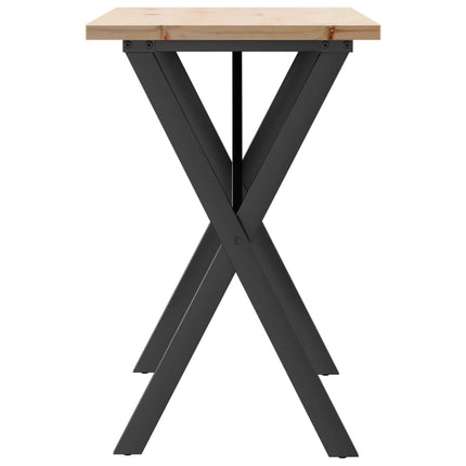 Eettafel 100X50X75,5 Cm Massief Grenenhout En Staal