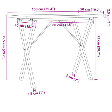Eettafel 100X50X75,5 Cm Massief Grenenhout En Staal