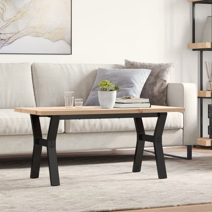 Salontafel 80X80X45,5 Cm Grenenhout En Staal Zwart