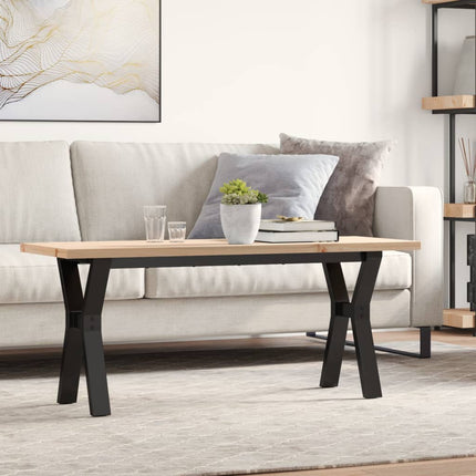 Salontafel 80X80X45,5 Cm Grenenhout En Staal Zwart