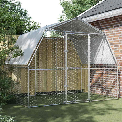Kippenhok Met Dak En Deur Gegalvaniseerd Staal Zilverkleurig