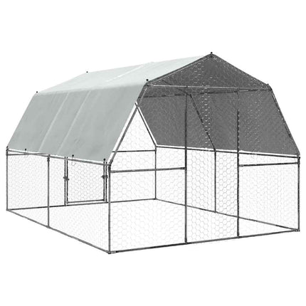 Kippenhok Met Dak En Deur Gegalvaniseerd Staal Zilverkleurig