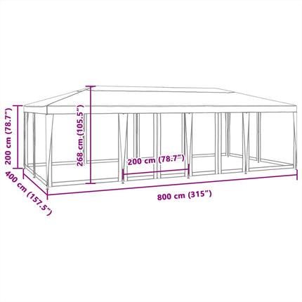 Partytent Met 12 Mesh Zijwanden Hdpe