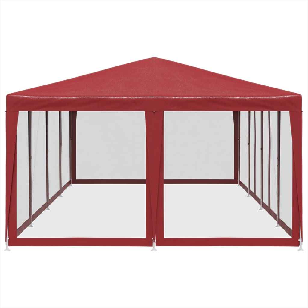 Partytent met 12 mesh zijwanden 8x4 m HDPE rood