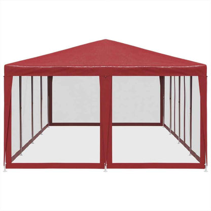 Partytent met 12 mesh zijwanden 8x4 m HDPE rood