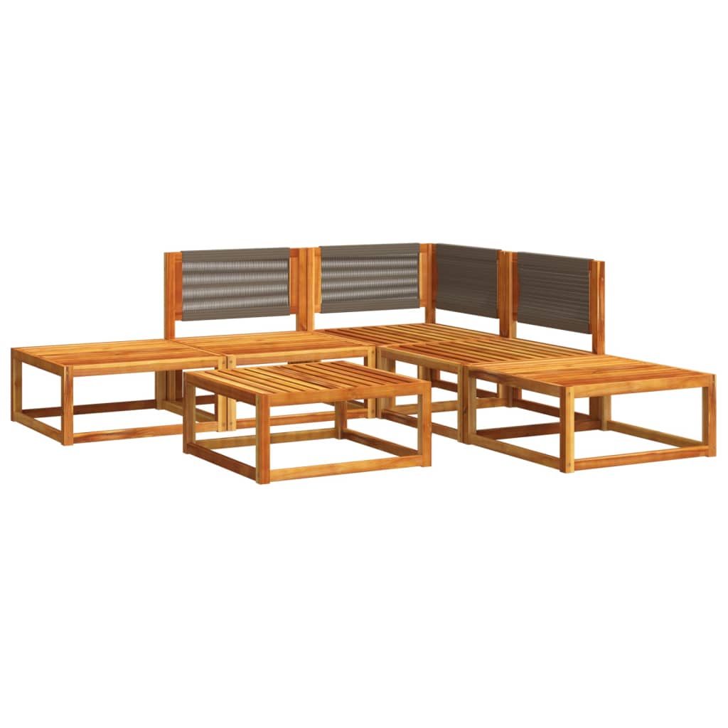 6-Delige Tuinbankset Met Kussens Acaciahout & Touw