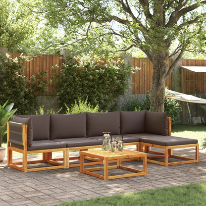 6-Delige Tuinbankset Met Kussens Acaciahout & Touw