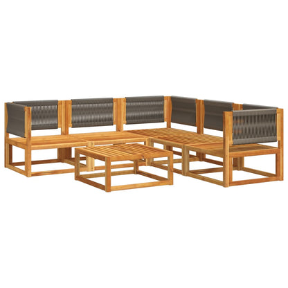 6-Delige Tuinbankset Met Kussens Acaciahout & Touw
