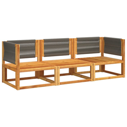 3-Delige Tuinbankset Met Kussens Acaciahout & Touw