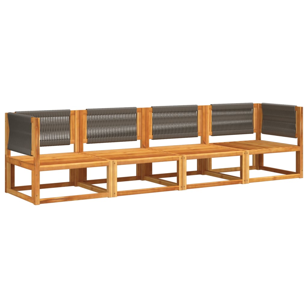 4-Delige Tuinbankset Met Kussens Acaciahout & Touw