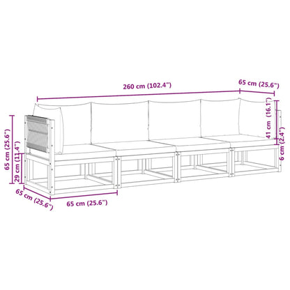 4-Delige Tuinbankset Met Kussens Acaciahout & Touw