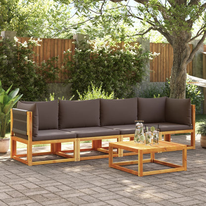 4-Delige Tuinbankset Met Kussens Acaciahout & Touw