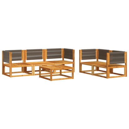 6-Delige Tuinbankset Met Kussens Acaciahout & Touw