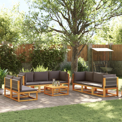 9-Delige Tuinbankset Met Kussens Acaciahout & Touw