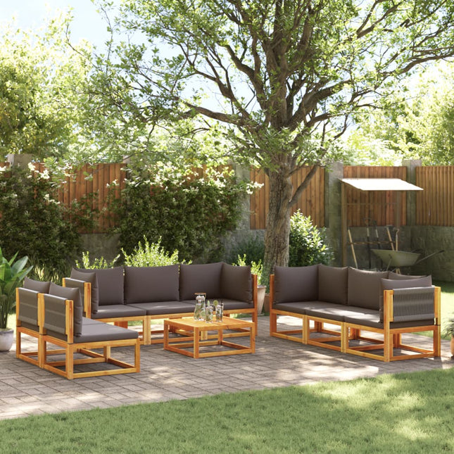 9-Delige Tuinbankset Met Kussens Acaciahout & Touw
