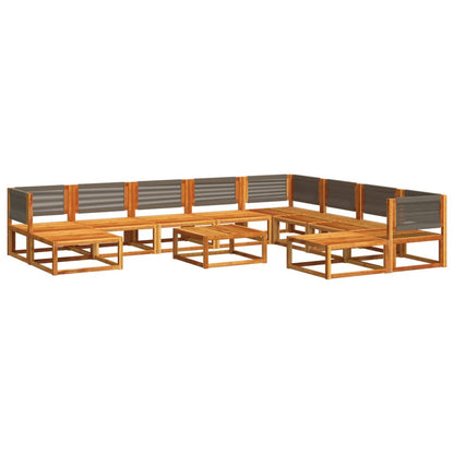 11-Delige Tuinbankset Met Kussens Acaciahout & Touw