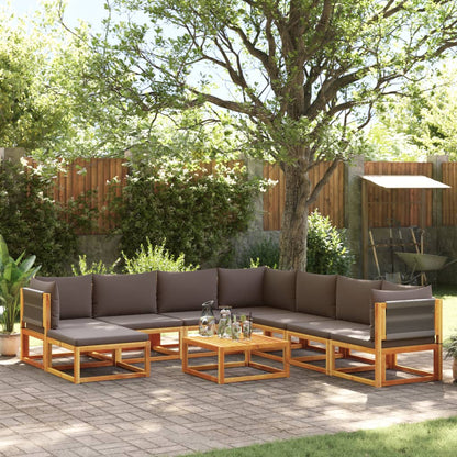 9-Delige Tuinbankset Met Kussens Acaciahout & Touw