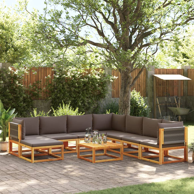 9-Delige Tuinbankset Met Kussens Acaciahout & Touw