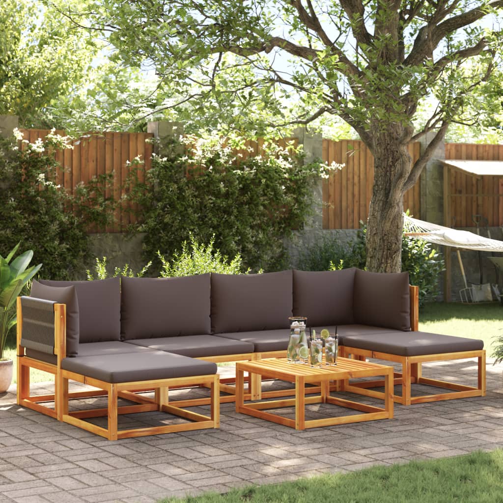 7-Delige Tuinbankset Met Kussens Acaciahout & Touw