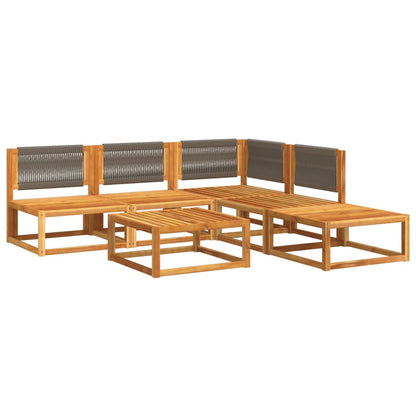 6-Delige Tuinbankset Met Kussens Acaciahout & Touw