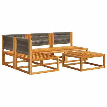 5-Delige Tuinset Met Kussens Van Acaciahout En Touw