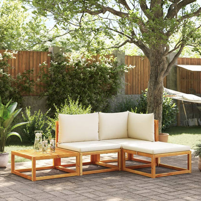 4-Delige Tuinbankset Met Kussens Acaciahout & Touw