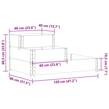 Verhoogde Plantenbak 3-Laags 120X80 Cm Massief Grenenhout