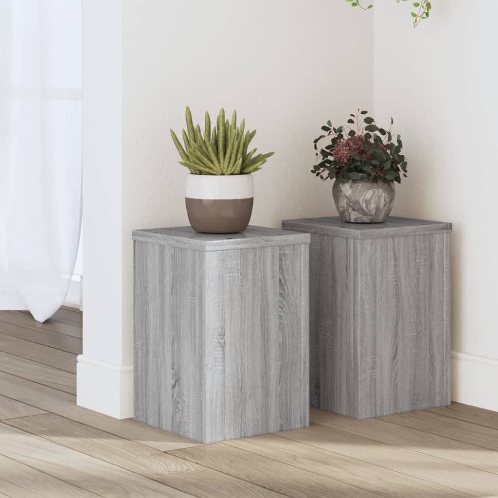 Plantenstandaards 2 St 20X20X30 Cm Bewerkt Hout Grijs Sonoma